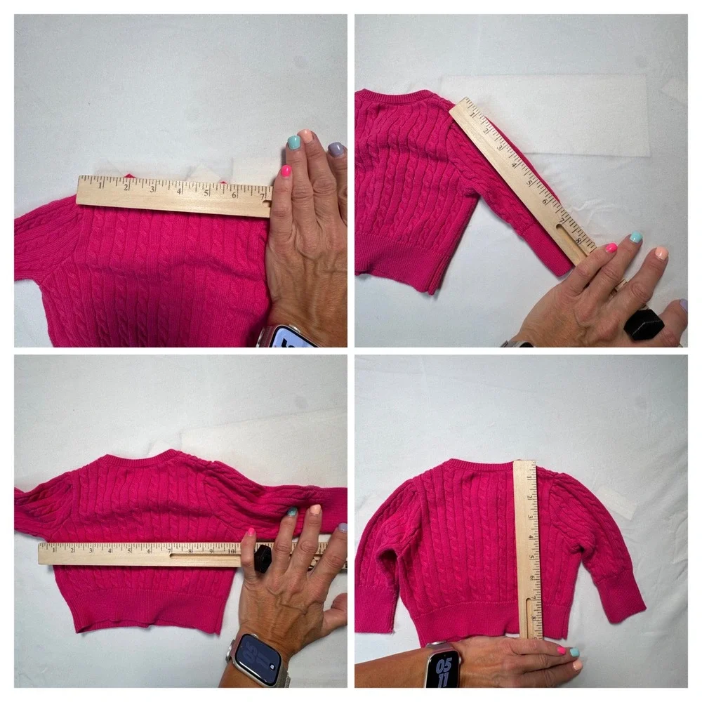 Ralph Lauren Cardigan Sweater Cable Knit Classic Pink Preppy Size 3M Baby